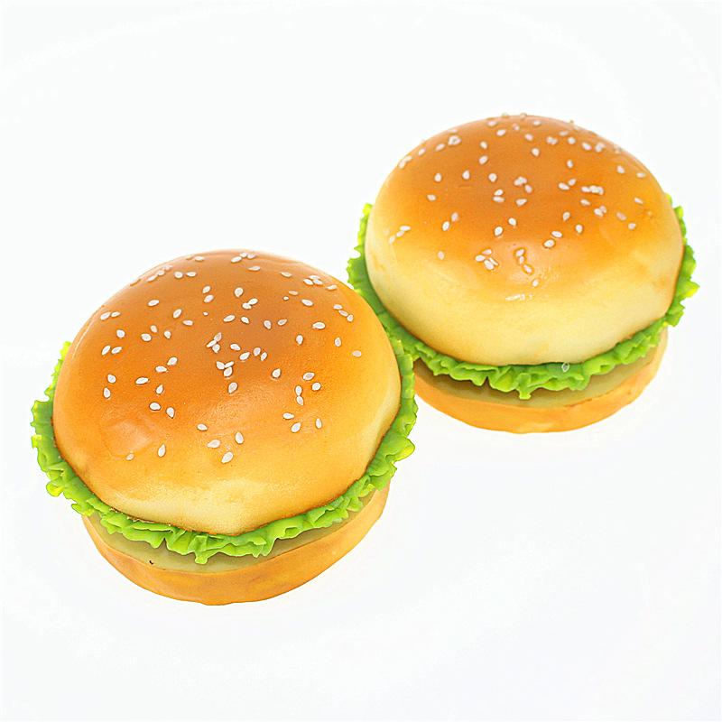 Slow Rebound Pu Simulation Hamburger Stress Relief Toy, Sesame Bread Food Pendant, Photography Prop, Squishy Toy, Random Style