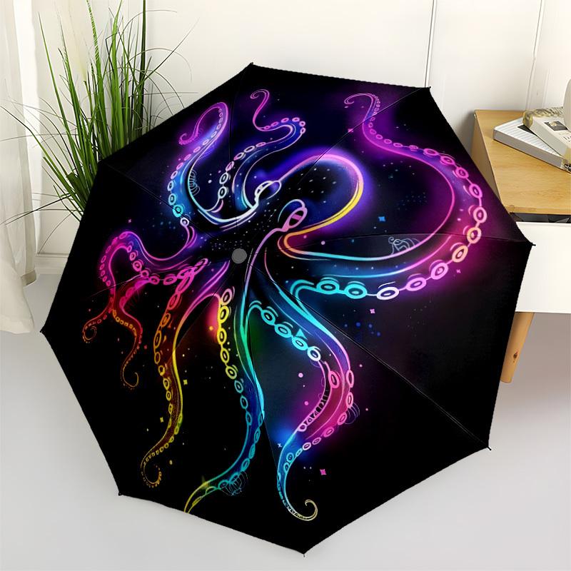 1pc Neon Octopus Automatic Open/Close Umbrella Compact Folding Umbrella, All-Season Portable Umbrella for Women/Men143