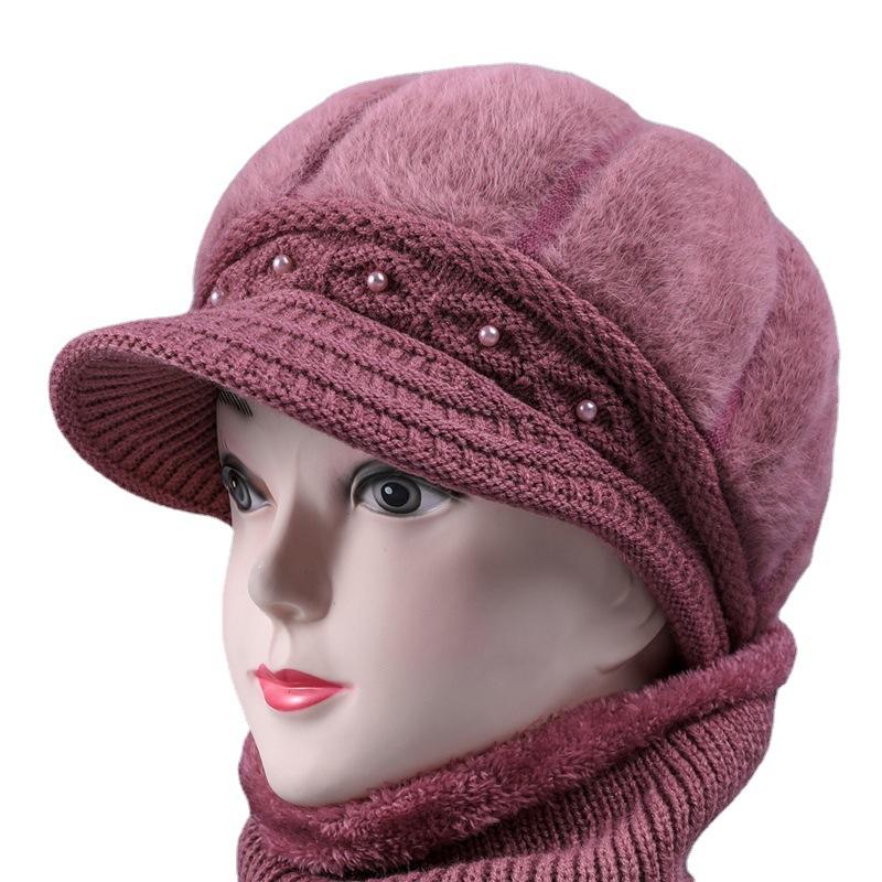 In the elderly hat women winter thickened wool hat old man hat mother rabbit hair knitted hat grandma warm cotton hat