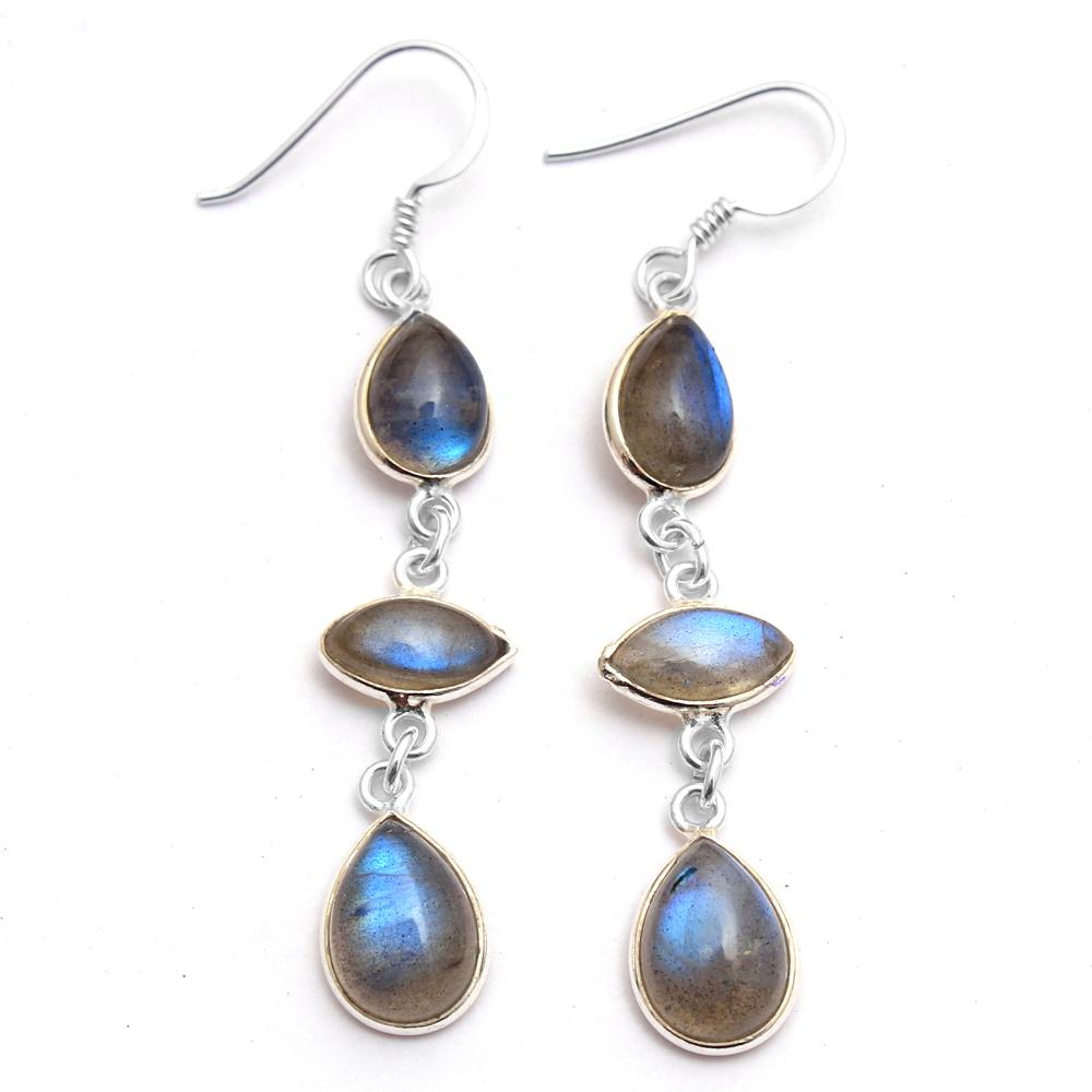 

Лабрадорит, Серьга из серебра с лунным камнем, Серебряные украшения-шармы, Серьга-подвеска, Ювелирные изделия ручной работы из стерлингового серебра 925 пробы синий