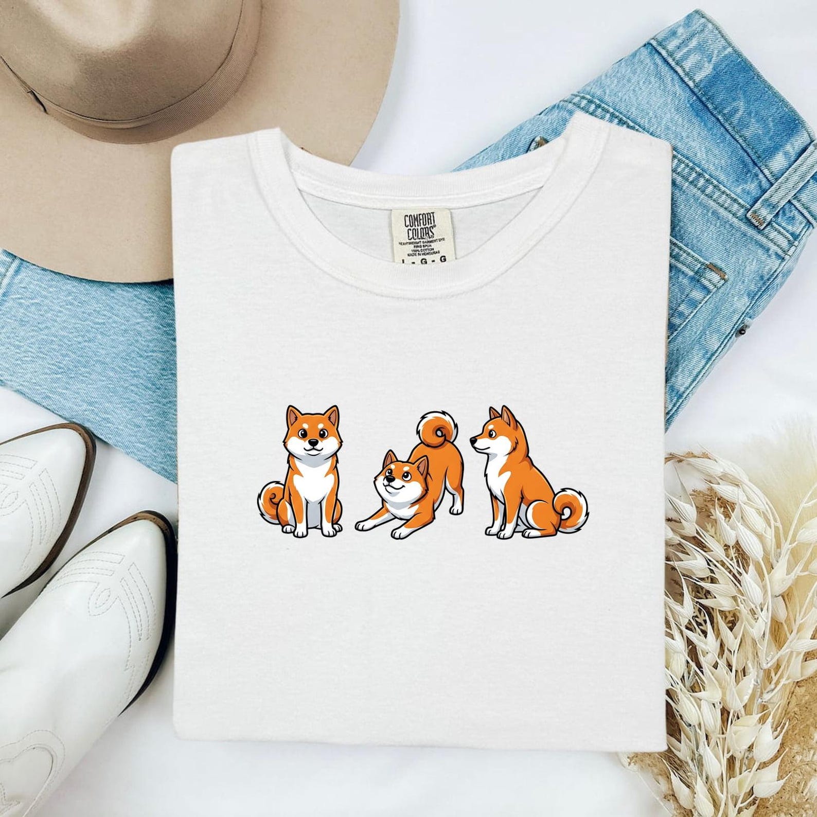 Shiba Inu Puppies Shirt Dog Pets Gift Women Comic Tee Shiba T-Shirt Dog Fan Cartoon Tshirt Animal Graphic Chibi Active Stance Tshirt 3XL