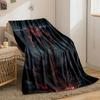 Dark Demonic Figure with Horns, Glowing Cracks, Chains, and Fiery Surroundings. for All Seasons Blanket Lunch Break Throw Gift