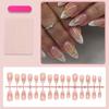 French Bow Press On Nails Almond Shaped Gold Line Nail Tips