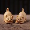 Hand-carved Cat Sculpture Handmade Tea Pet Desktop Decor Animal Figurine  Table