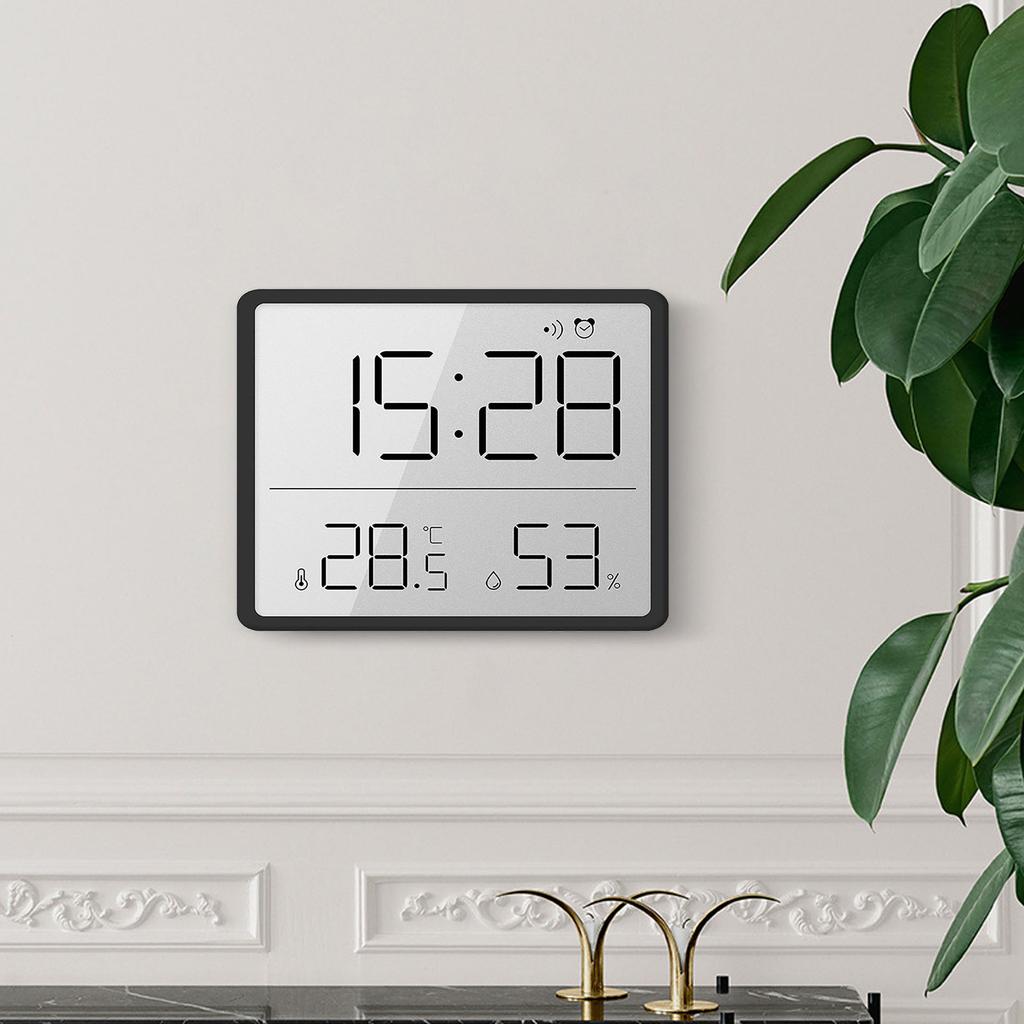 Digital Alarm Clock LCD Screen Temperature Humidity Time Display Electronic Clock for Home Bedroom  
