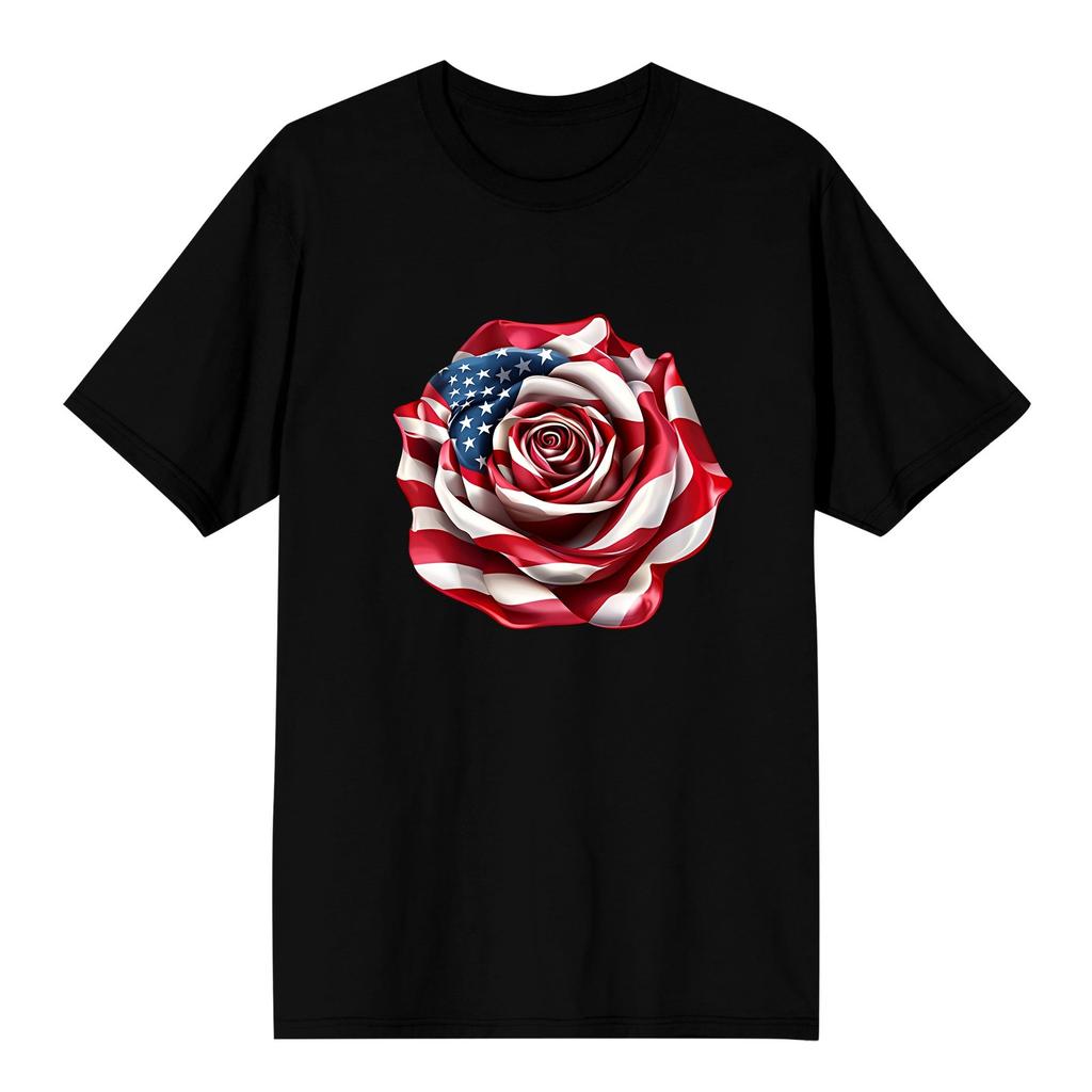 Adults Casual Daily Round Neck Independence Day Printed Short Sleeved T-shirt Letter Top