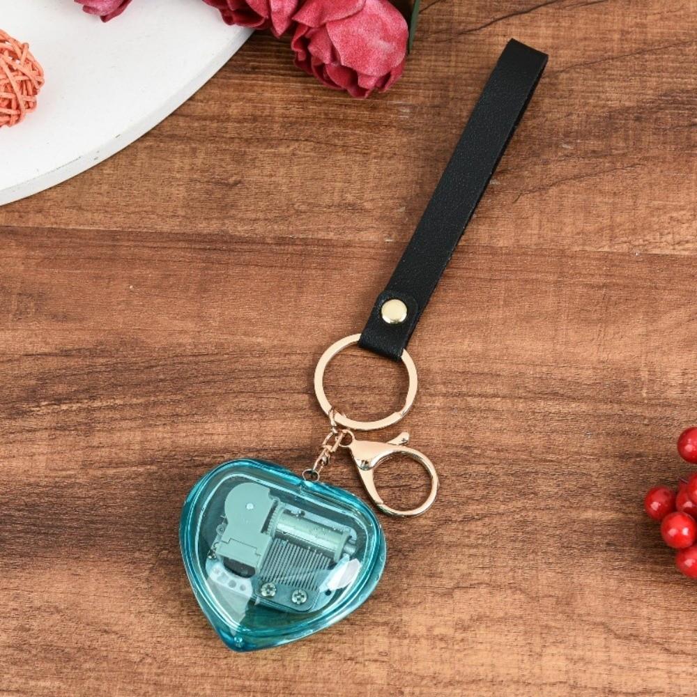 Unique Acrylic Music Box Movement Keychain Portable Mini Mechanical Music Box Handy Musical Instrument