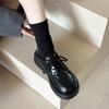 Height-increasing thick-soled lace-up small leather shoes 2025 spring new autumn and winter retro British style lazy one-pedal loafers