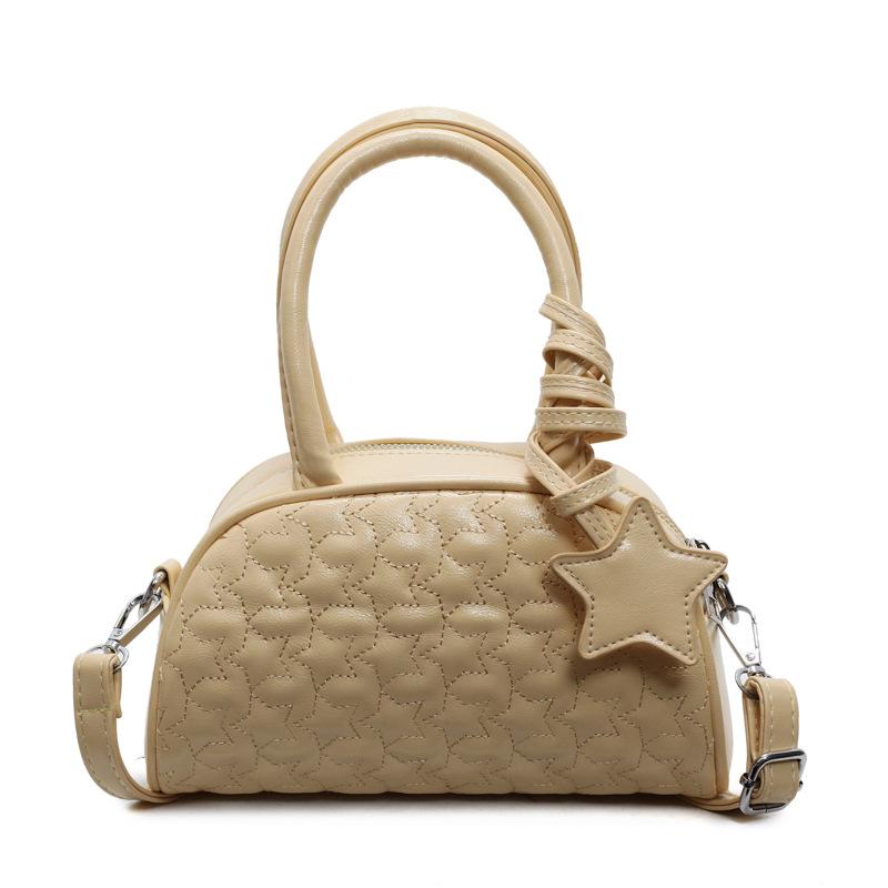 

2025 new sweet wind star grid embroidery thread portable Boston bag high sense fashion versatile messenger bag women жёлтый