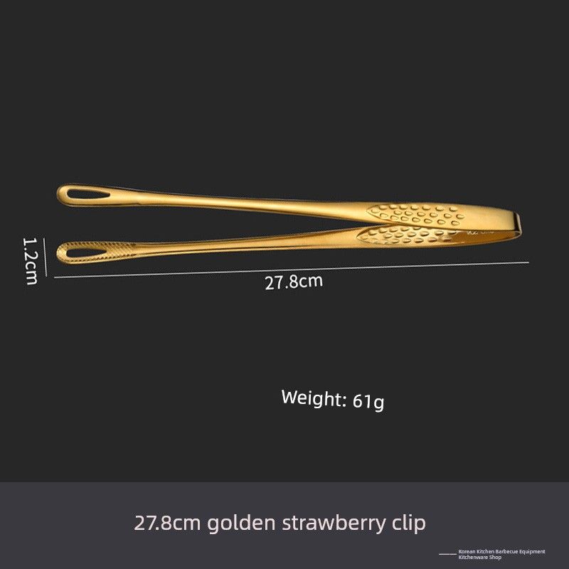 Korean Style Barbecue Clip 304 Stainless Steel Clip BBQ Clamp Roast Meat Shop Long Strawberry Clamp Barbecue Special Anti-Scalding Clip