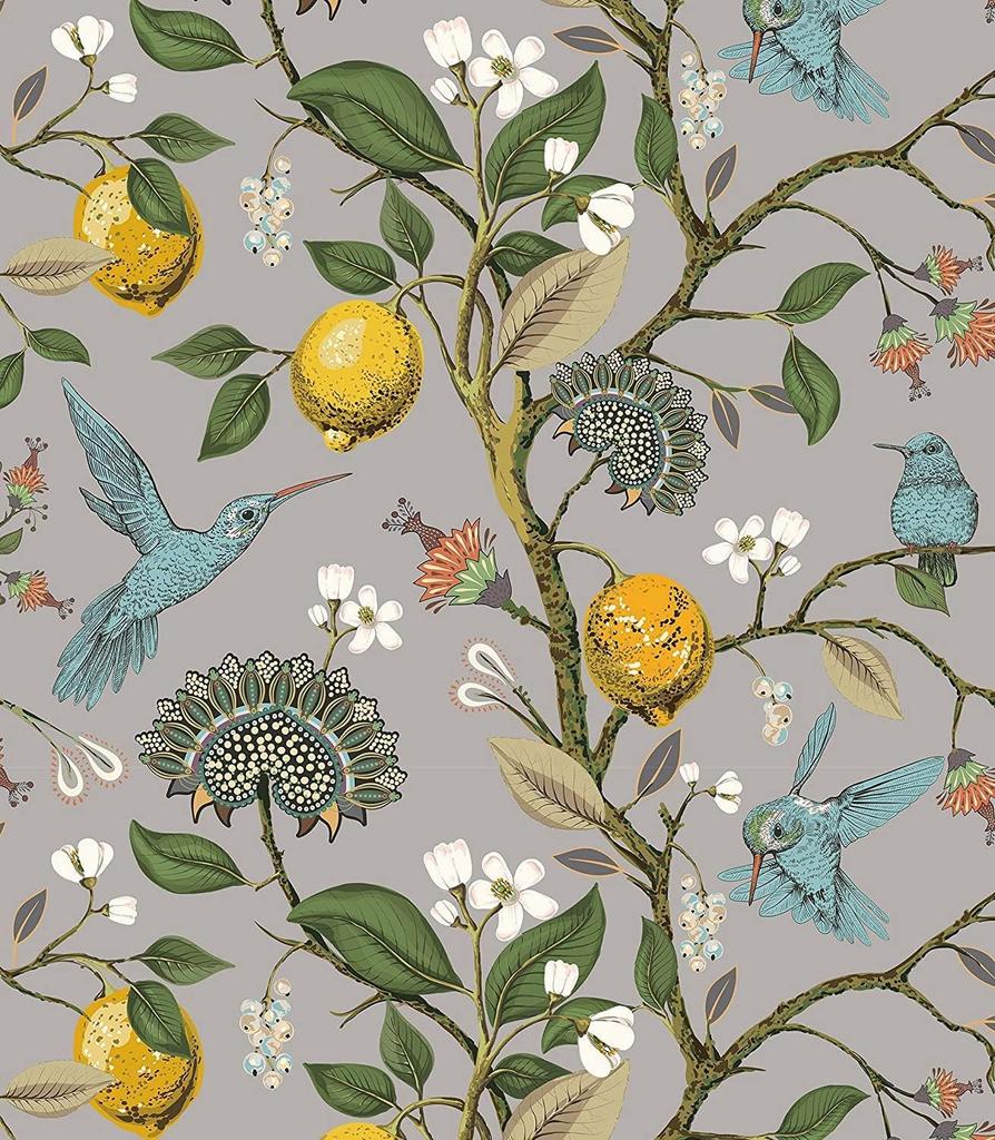 Blue Bird Fresh Lemon Tree Self Adhesive Wallpaper Peel And Stick Removable Waterproof Prepasted Home Decor Wall Covering