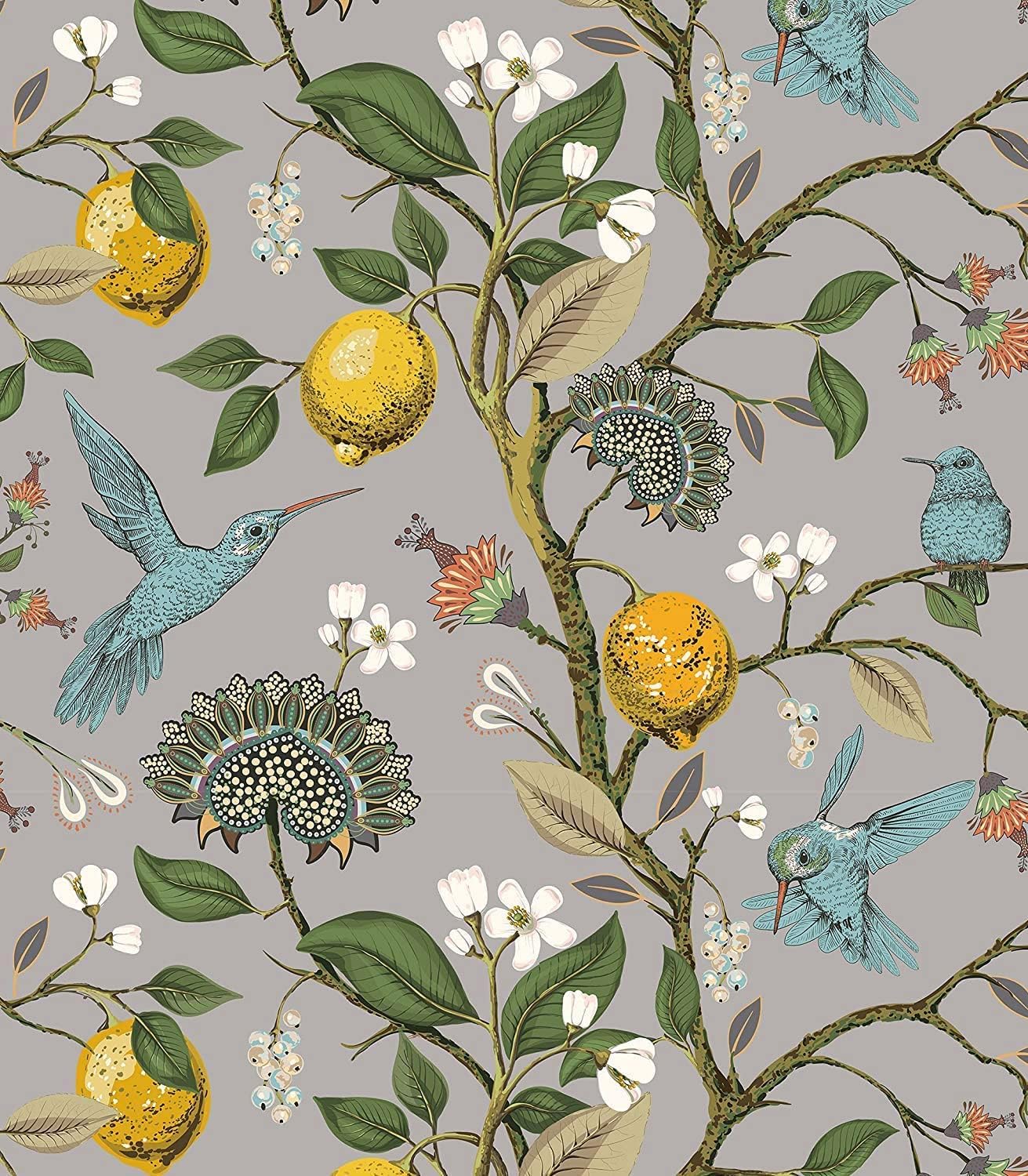 

Обои самоклеящиеся Blue Bird Fresh Lemon Tree Peel and Stick Съемные Водонепроницаемые Предварительно проклеенные Домашний декор Настенное покрытие 2mx45cm(78.7x17.7in)