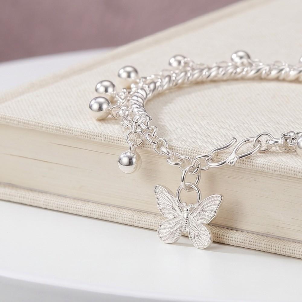 Sweet Beaded Bracelet Zinc Zinc Alloy Simple Bracelet Bangle Butterfly Pendant Bracelet  Daily