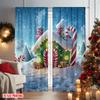2 Stück 2D-Flachdruck Frohe Weihnachten Beliebte Fenstergardinen Weihnachtsmann und Zuckerstange Vielseitig Langlebiges Polyester Ohne