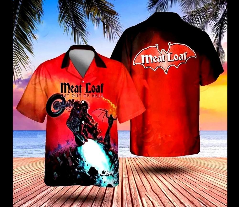 Мясной рулет Первый альбом Bat Out Of Hell Гавайская рубашка Размер S-5XL Унисекс Футболка L