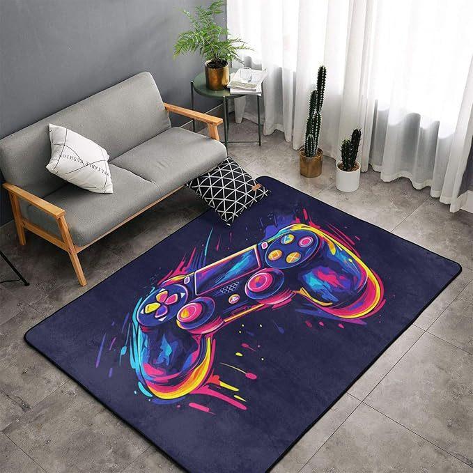 Colorful Game Console Carpet Computer Chair Carpet Gaming Room Crystal Velvet Decorative Carpet Bedroom Living Room Carpet
