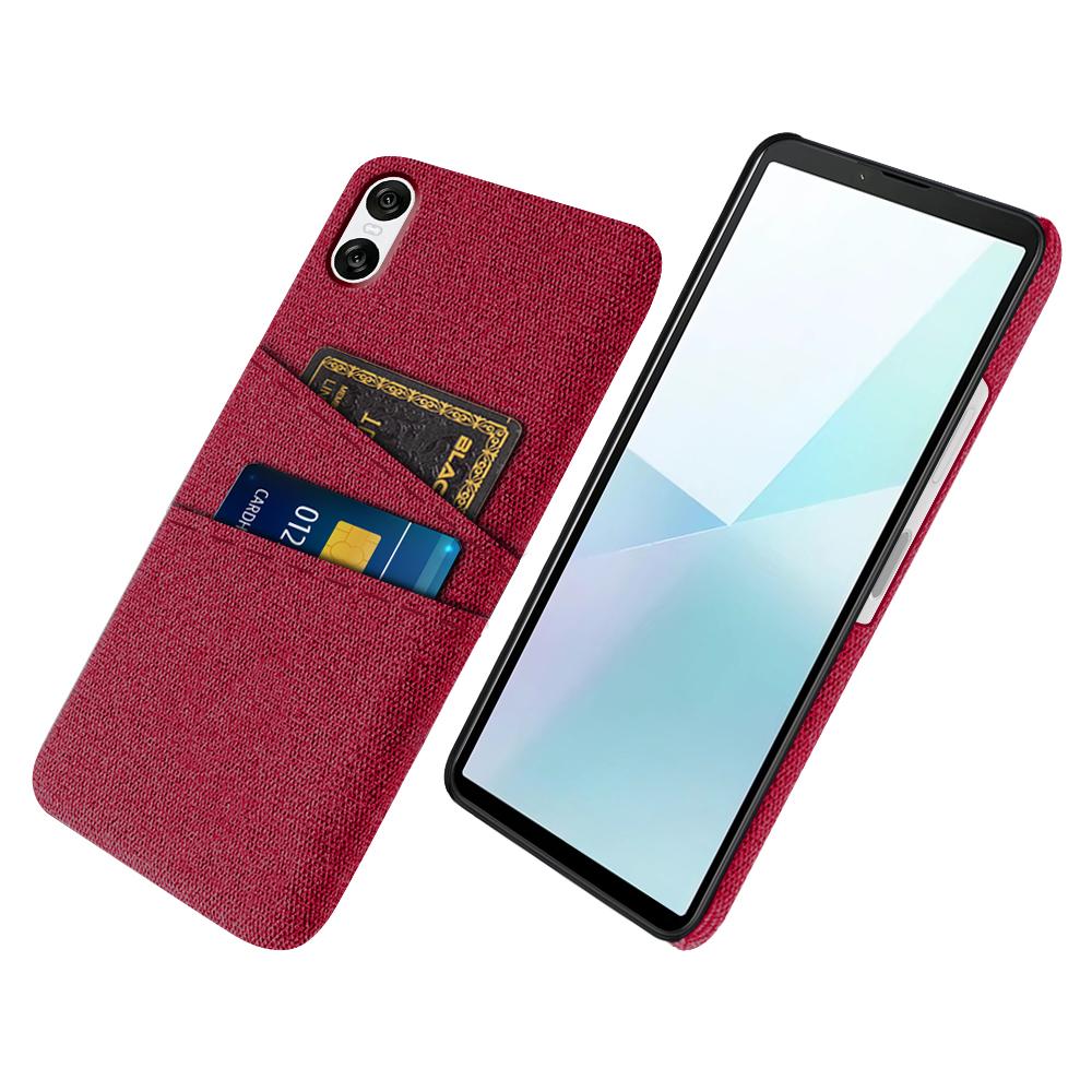 For Sony Xperia 10 VI Case Cloth Fabric + Hard PC Phone Cover with Dual Card Slots Anti-Fingerprint