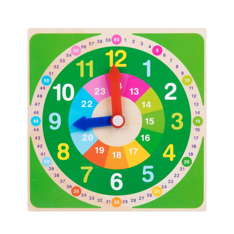 Wooden Multi-color Educational Clock for Children – Teaching Aid & Brain-Teasing Toy