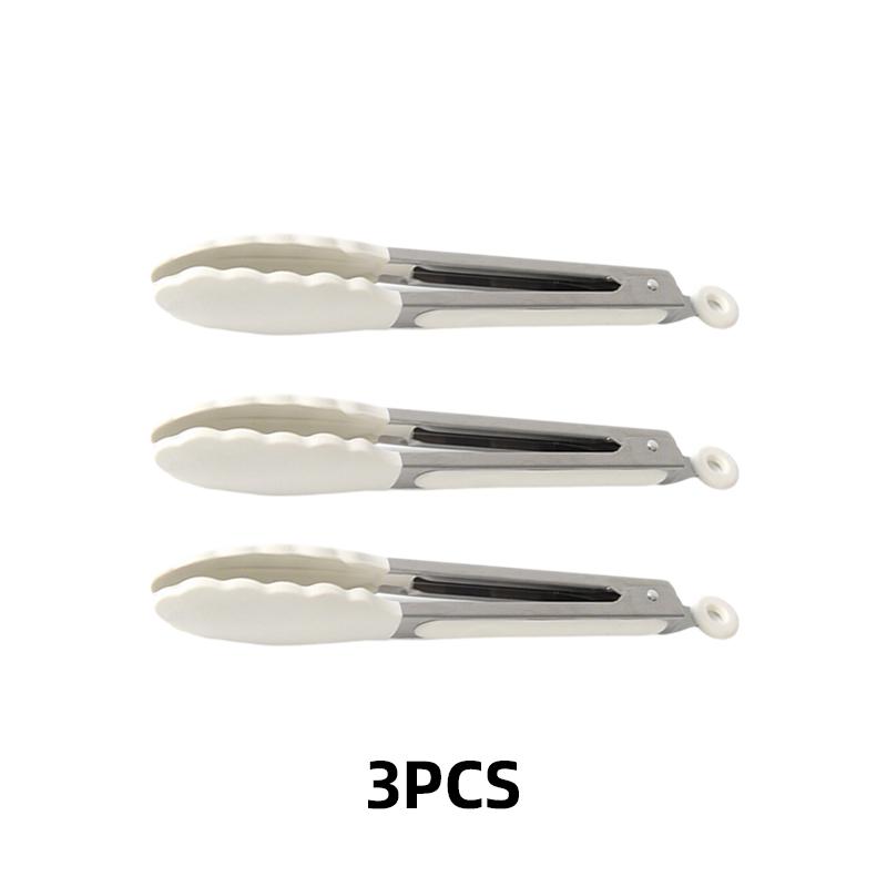 1/3pcs Stainless Steel Cooking Tongs with Non-Slip Silicone Tips 9inch Heat-Resistant Tongs for BBQ Oven Grilling Salad Kitchen