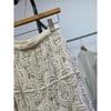 DIMANAF 2025 New Skirt Women Knitting Lace Long Holiday Solid Hollow Out Sexy Hollow Summer Style Loose Basic Dress