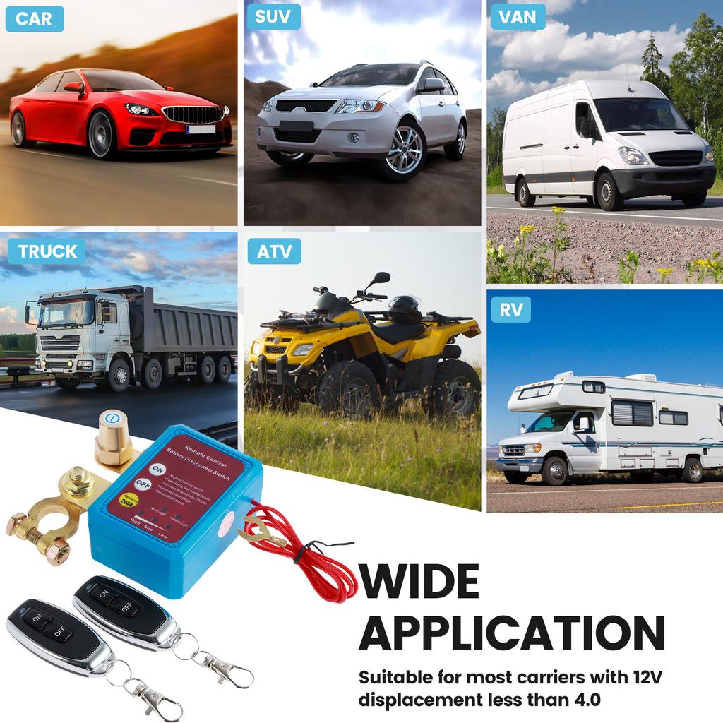 Car Kill Switch 12V 240A Remote Battery Disconnect Switch Automatic Car Battery Shut Off Switch Anti Theft Remote Control Switch