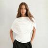 Fall Winter Women's European American Style Draped Scarf Collar Sleeveless Slim Fitted Crop Top