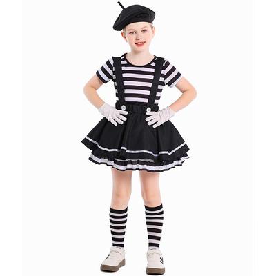 June 1st Clown Mime Costume for Girls: European & American Stage Performance and Halloween Act