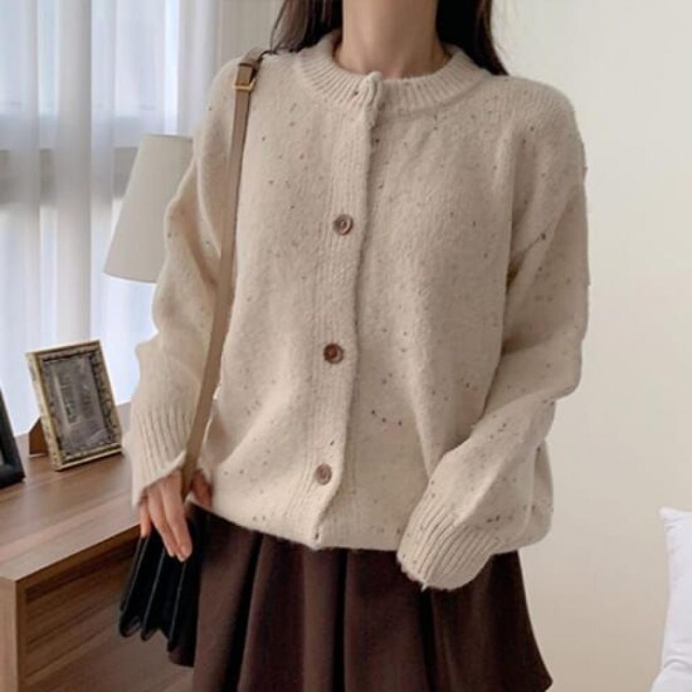 Navava Women Lovely Round Neck Long Sleeve Knit Cardigan Nk2356h
