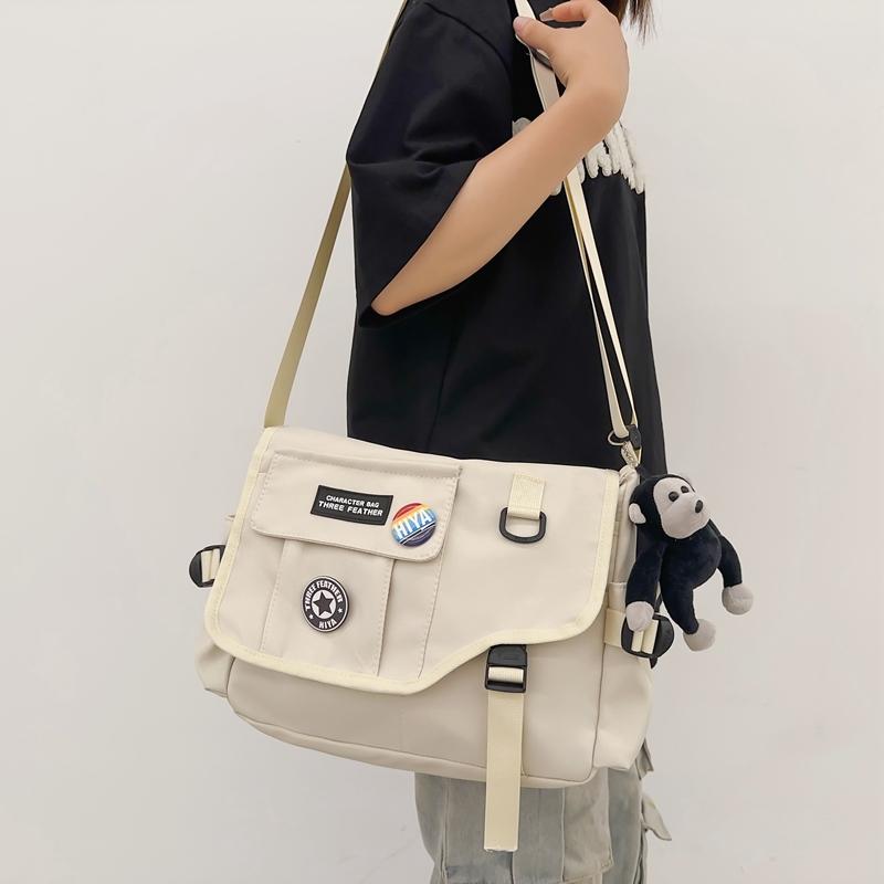 Dámská jednobarevná crossbody taška Pánská taška Messenger s velkou kapacitou Studentská taška přes rameno