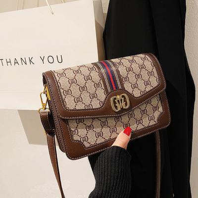 Bag Women's New Bag Fashion Trend Niche Retro Printed Small Square Bag High-end Oblique Span Shoulder Bag