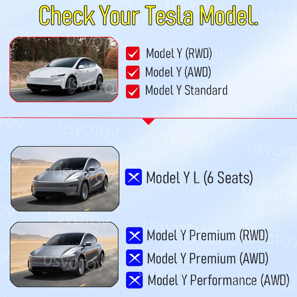 Tapis de sol pour Tesla Model Y 2026 2025 RWD AWD Tapis de coffre Revêtement de coffre Tapis de dossier Frunk Accessoires (Modèles Standard Uniquement)