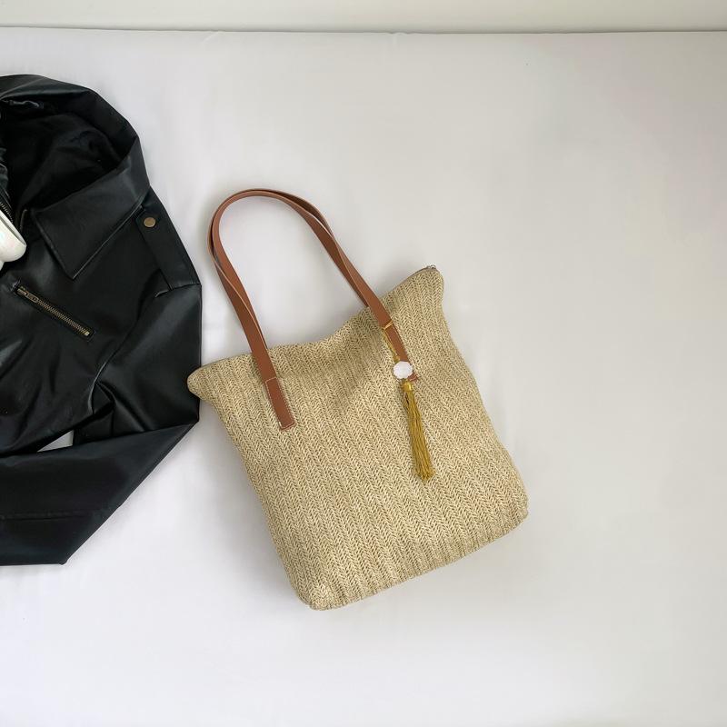 

Straw fashion Korean version handbag 2025 spring and summer new foreign style woven shoulder underarm bag casual bag tote bag хаки