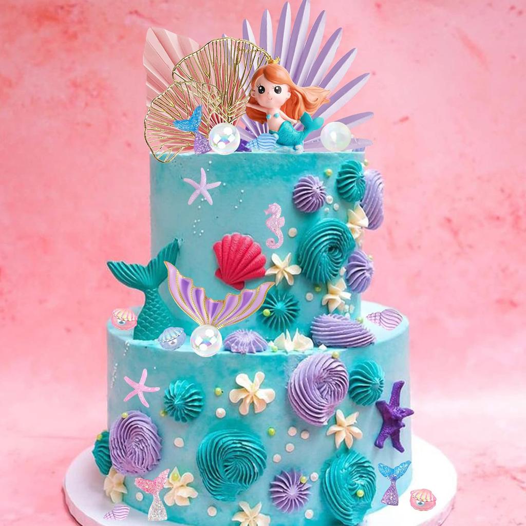 Mermaid Cake Toppers Under the Sea Mermaid Tail Cake Decorations for Birthday Baby Shower Party Supplies