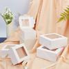 20pcs Bakery Box with PVC Display Window Cardboard Gift Packaging Boxes for Cookies Small Cakes Muffin Square White 10x10x6cm Window: 6.8x6.8cm