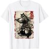 DCOJUZBO Samurai Cat Graphic Tee Warrior Vintage Japanese Art Anime T-Shirt