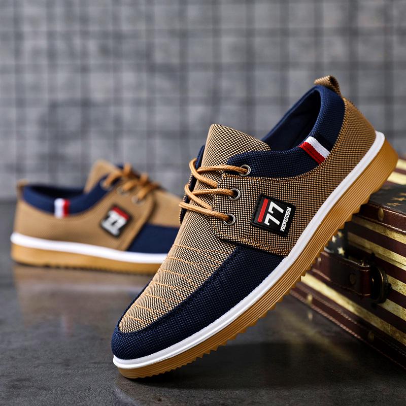 2025 Men's Breathable Canvas Lace-up Casual Shoes for Middle-aged and Elderly