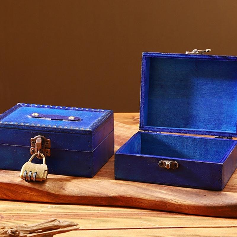 Wood Jewelry Chest With Metal Lock For Jewelry Storage And Rustics Home Decoration Accent