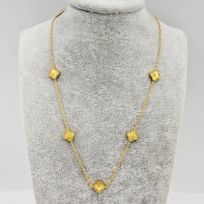 9MM Fashion 5 Flowers Four-leaf Clover Necklace Titanium Steel Women's Non-tarnish Necklace