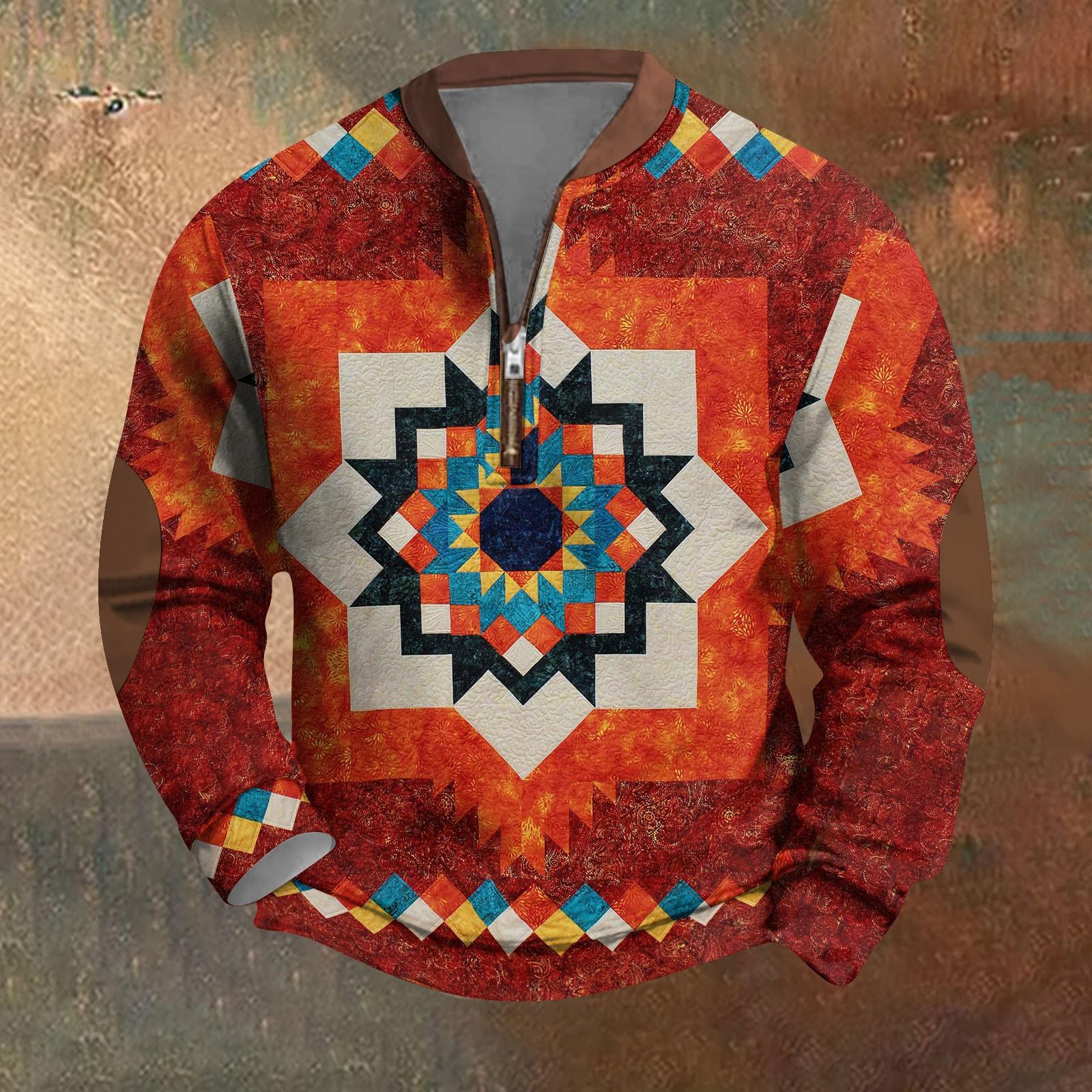 Мужская повседневная толстовка в стиле ретро с градиентным принтом XXL красный