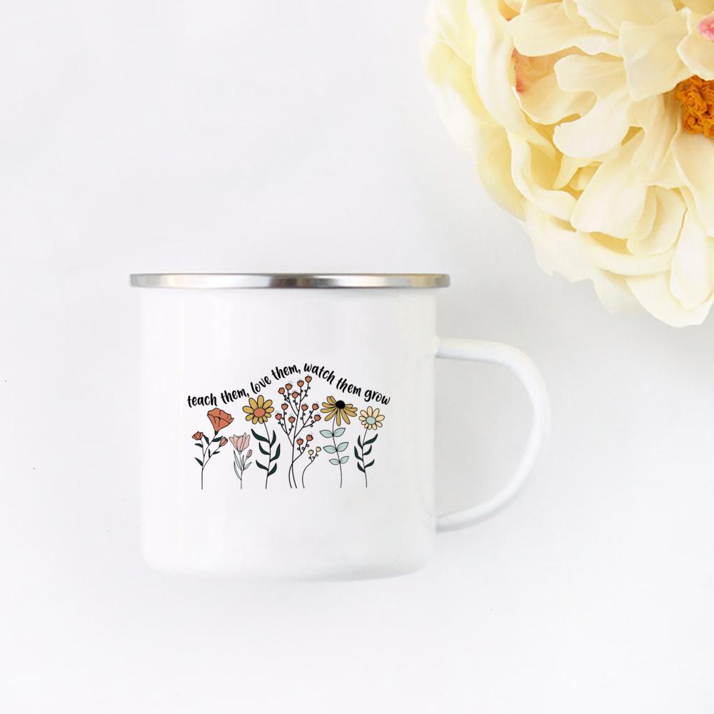 Teach Them Love Them Watch Them Grow Cute Teacher Floral Mug Back To School Teacher Appreciation Gift Teachers s Coffee Cup 360ml