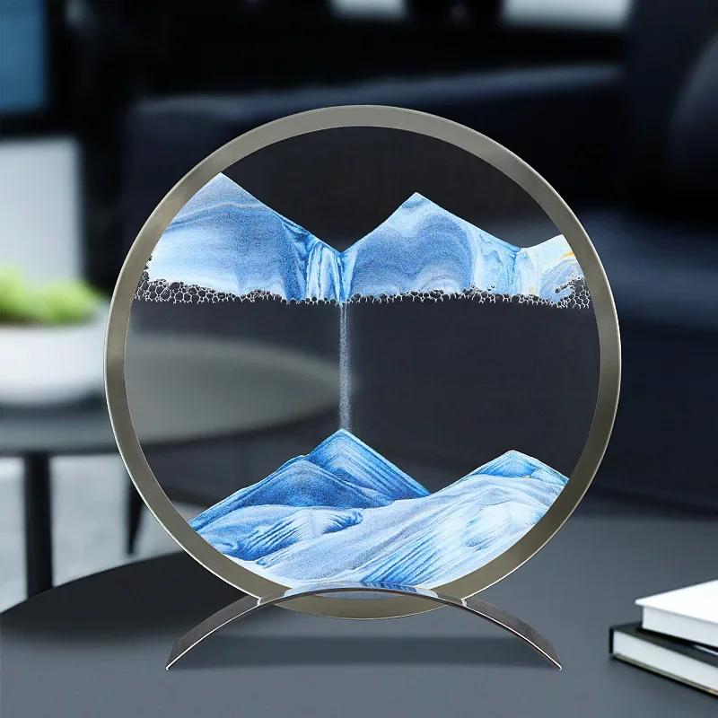 Metallfuß Sandscape Bewegliche Sandkunst Bild Kinetischer Treibsand Dynamische Flüssigkeit Sanduhr Fließende Sandmalerei Heimdeko Geschenke