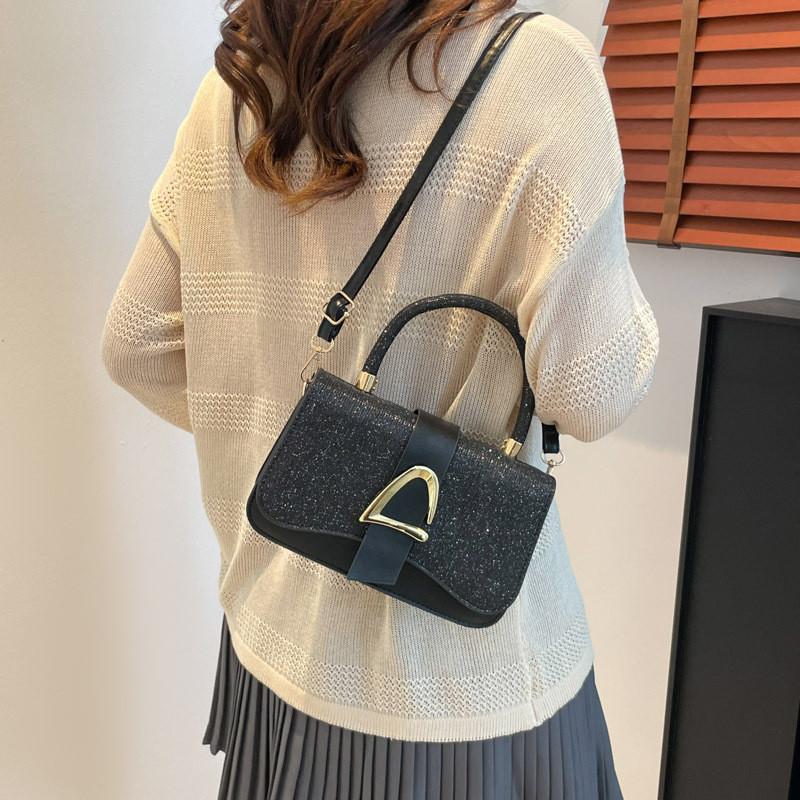Small Square Bag Pu Leather With Stitching For Casual Daily Use