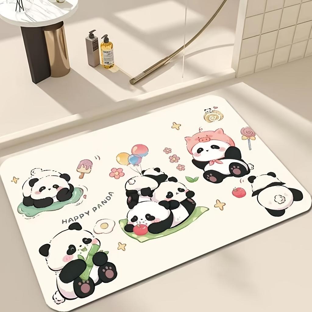 Cute Panda Door Mat, Cartoon Animal Welcome Rug, Non-Slip Entrance Floor Mat, Cozy Home Decor for Living Room