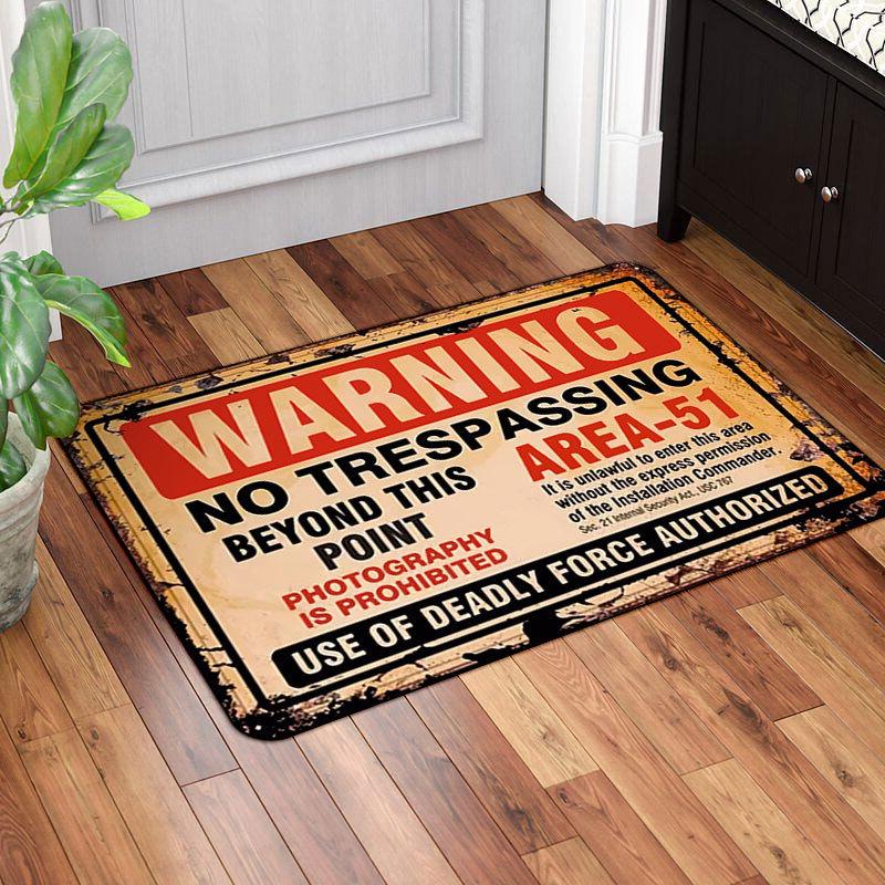 

Vintage Warning Sign Carpet Mat Area 51 Rug No Trespassing Grunge Retro Design Cattle Dog Home Decoration Floor Mats Welcome Mat 40x60cm