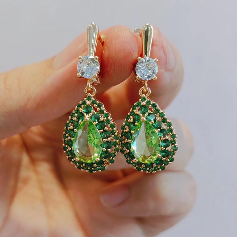 Luxus Party Ohrringe für Frauen 2023 Neue Mode Grün Zirkonia Tropfen Ohrring Hochzeit Engagement Schmuck Zubehör
