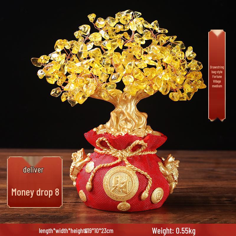Citrine Money Tree Ornament - Home Decoration for Living Room, Housewarming, New Year, or New Home Opening Gift