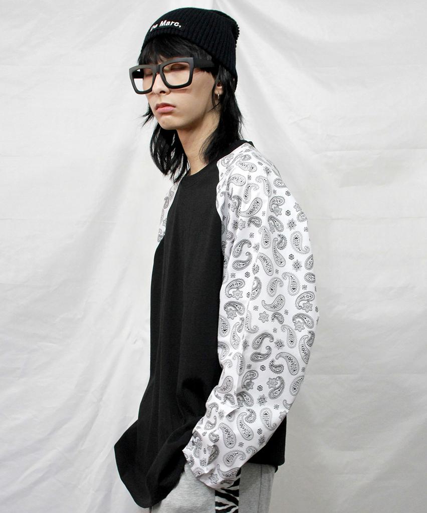 Deumakeu Box Fit Raglan Sleeve Paisley T-Shirt White