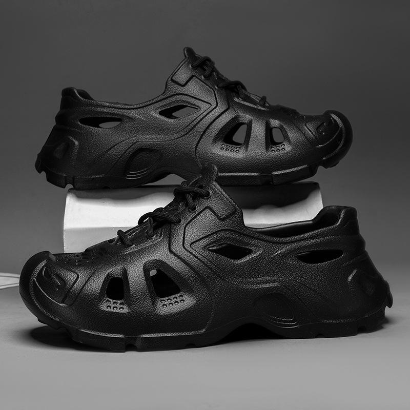 

Модная мужская пляжная обувь Лето 2025 EVA Уличные удобные повседневные женские сандалии Дышащие Легкие Нескользящие Сандалии на мягкой подошве 35-36 чёрный