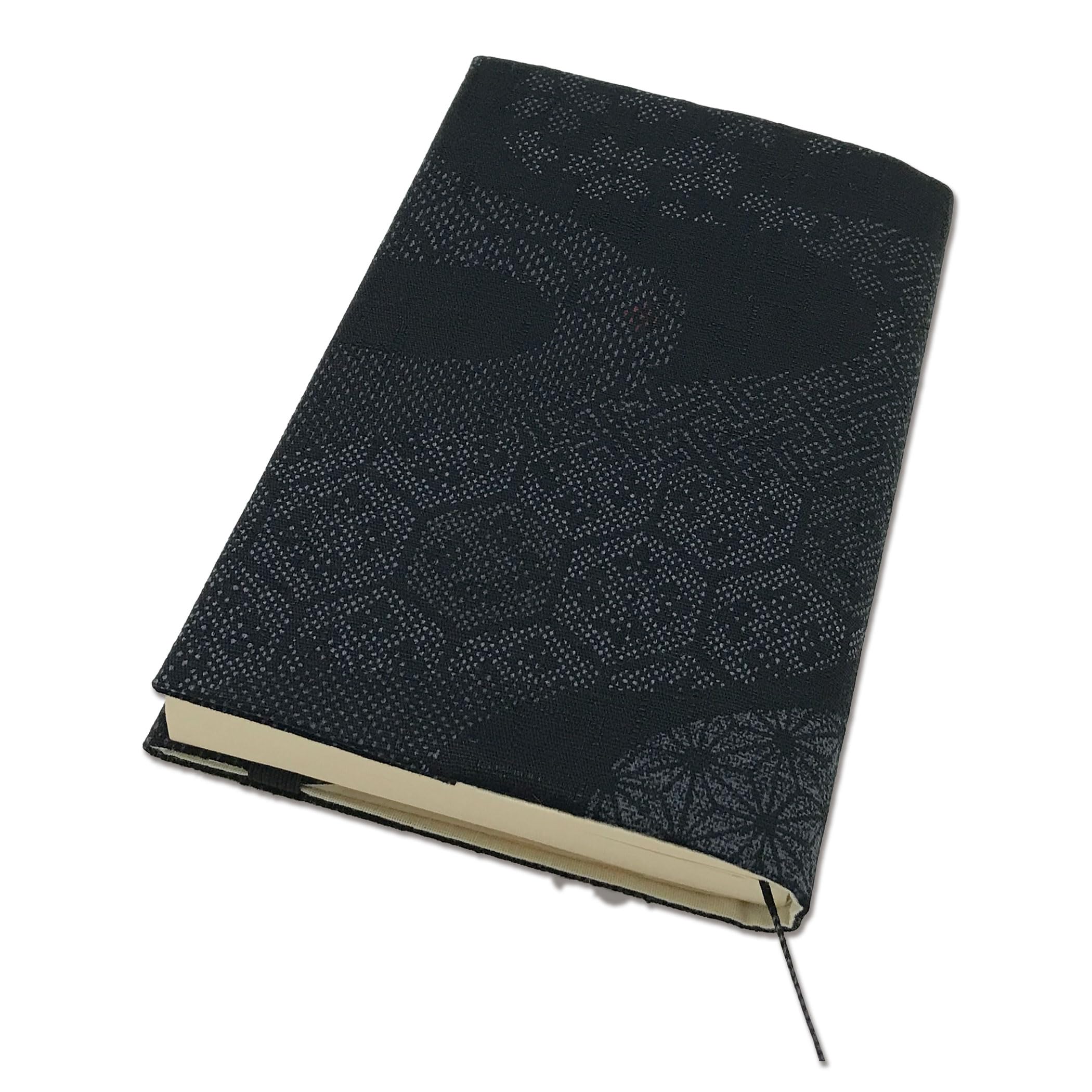 

Modern, adjustable book cover for reading, made in Japan, with bookmark, stylish Japanese gift (Tsumugi silk, flowing water, A6 paperback)