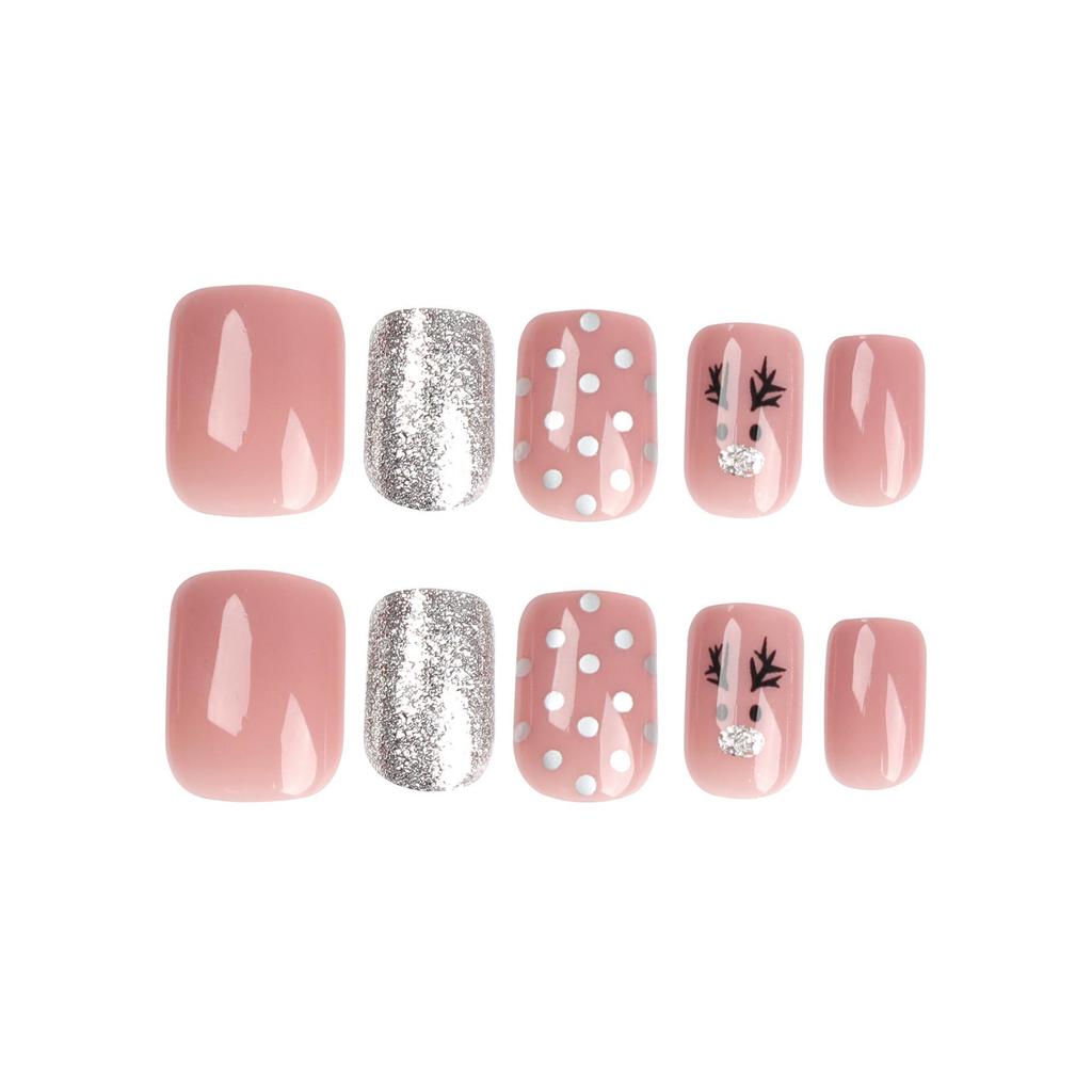 Christmas Detachable Glitter False Nail Stickers – 24 Pieces